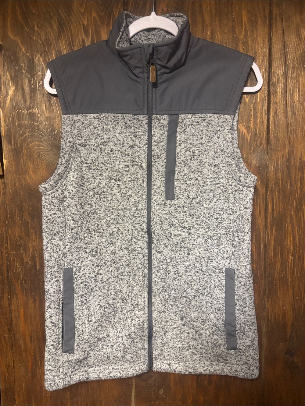 George Grey Marled Fleece Vest with Dark Grey Yoke